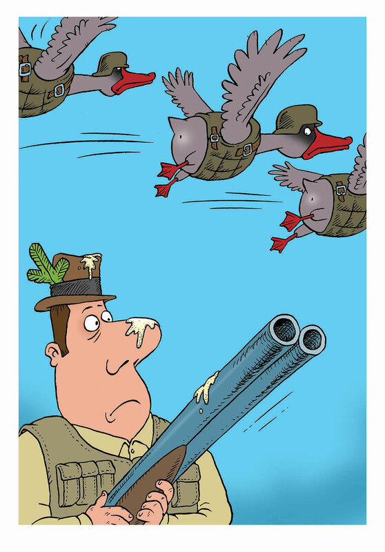 Отвечать с охотой фразеологизм. Карикатуры про охоту. Карикатуры на охотников. Прикольные карикатуры про охоту.
