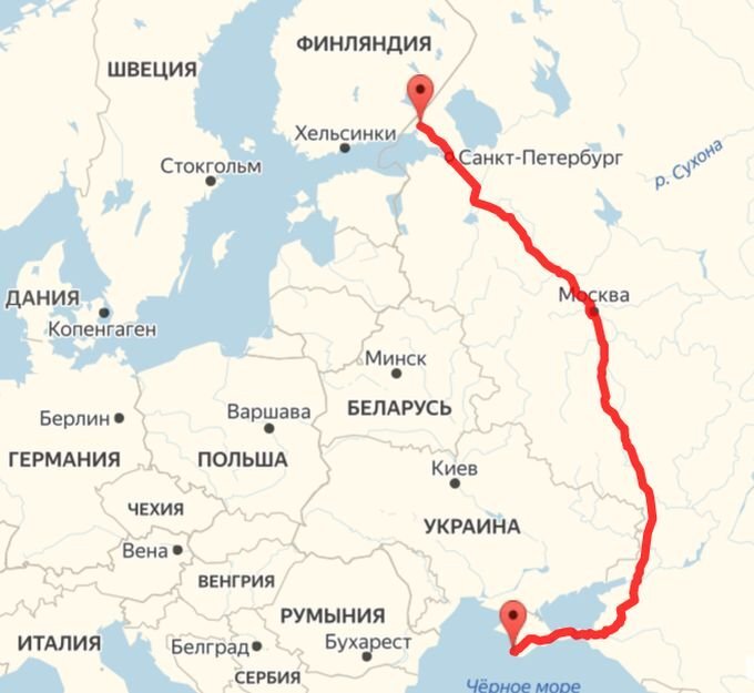 Маршрут Севастополь-Выборг. Фото: avtodispetcher.ru.