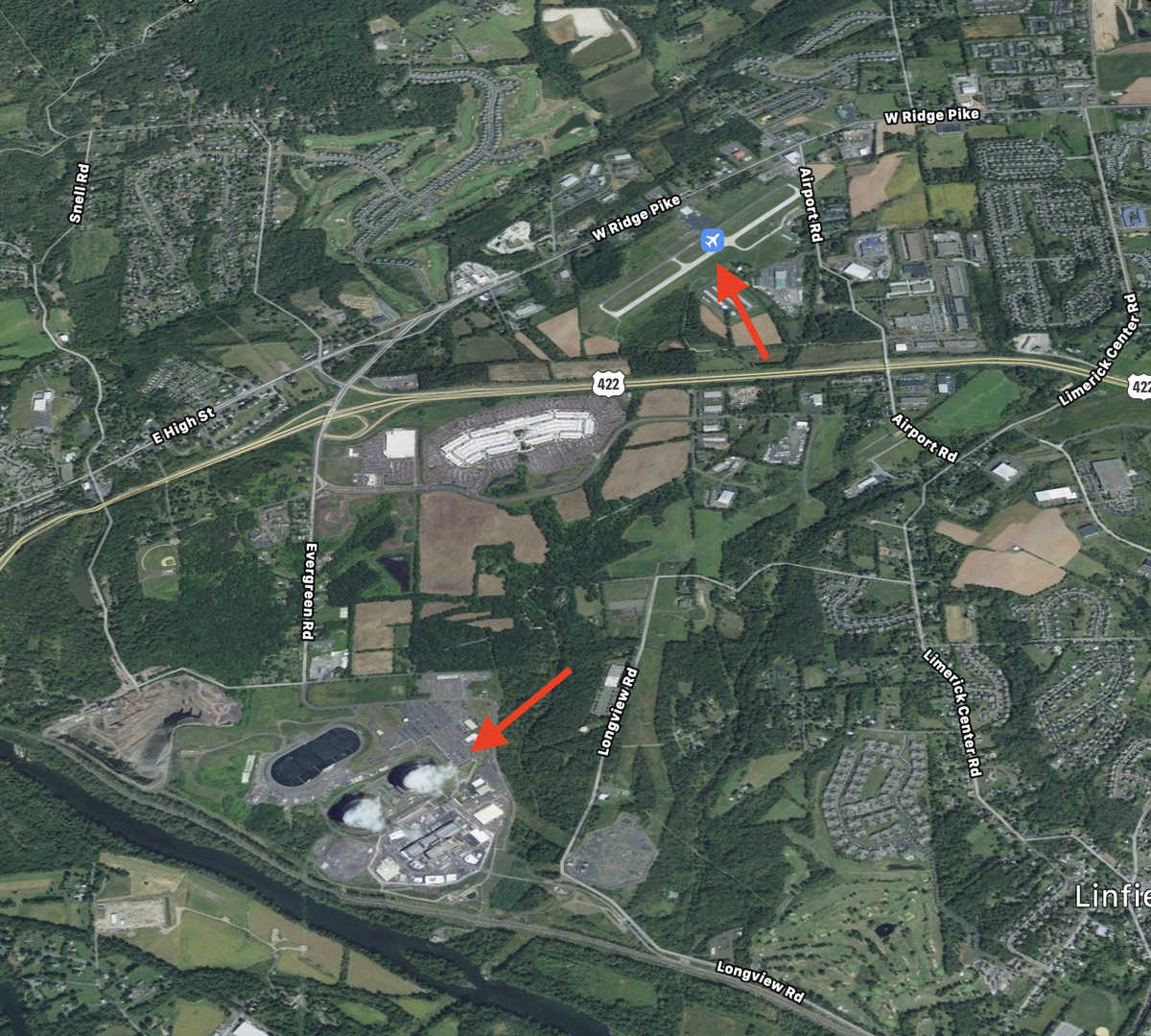 Аэропорт KPTW и атомная станция Лимерик.