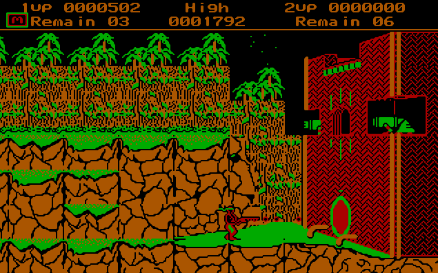 Босс 1 уровня «Defense Wall» в игре «Contra» на PC MS-DOS