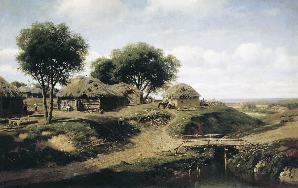 Михаил Клодт, "Деревня в Орловской губернии", 1864 год.