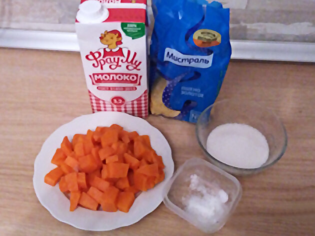 Необходимые продукты для каши с тыквой