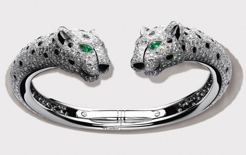 Cartier. Браслет. Белое золото, изумруды, оникс, бриллианты.