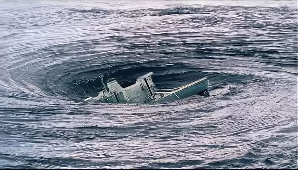 1 2 под воду. Водоворот в Бермудском треугольнике. Бермудский треугольник воронка. Лодка в водовороте. Корабль попал в водоворот.