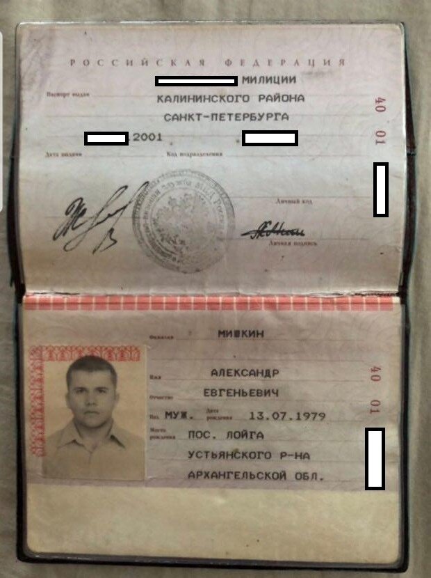 Фотография паспорта РФ Мишкина Александра // The Insider