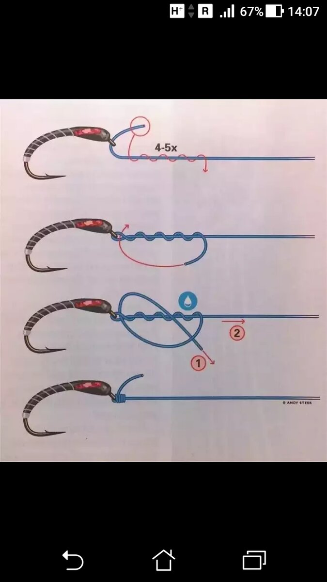 фото рисунок узел для флюрокарбона для рыболовного крючка