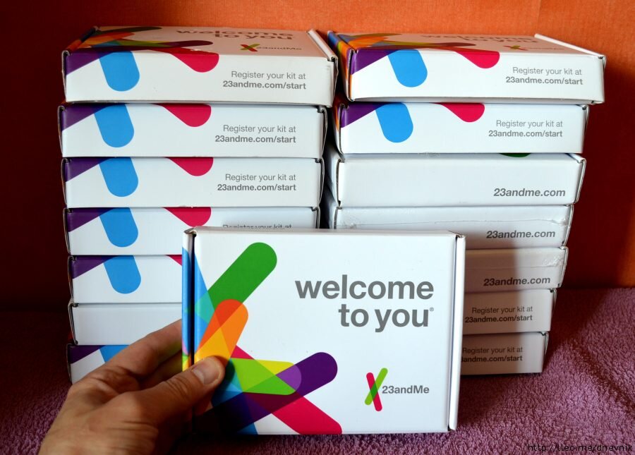Небольшая коробка из под теста 23andMe