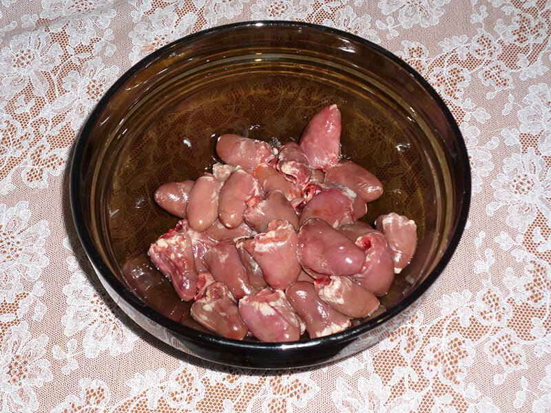 куриные сердечки желудки