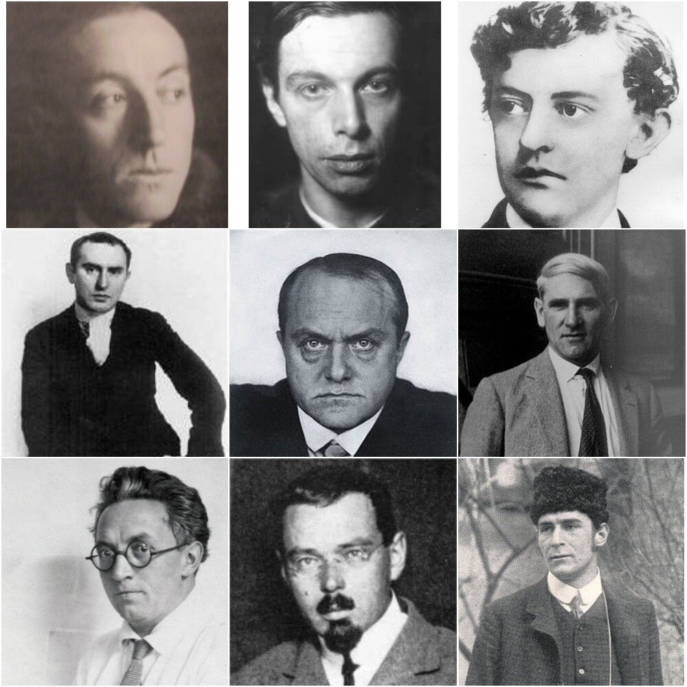 Слева направо: Эдвин Шарф, Эрнст Кирхнер, Эрнст Барлах, Янкель Адлер, Макс Бекман, Отто Фрейндлих, Карл Шмидт-Ротлуф, Марк Франц и многие другие "дегенеративные" авторы