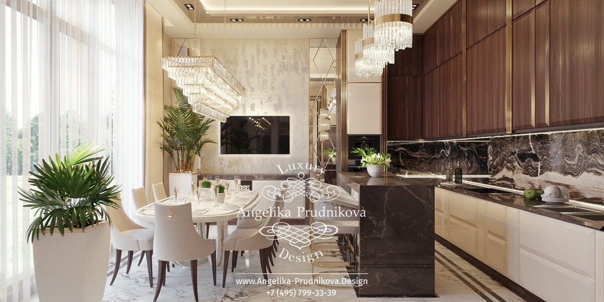 На фото: Дизайн-проект интерьера кухни в КП "Рублево"