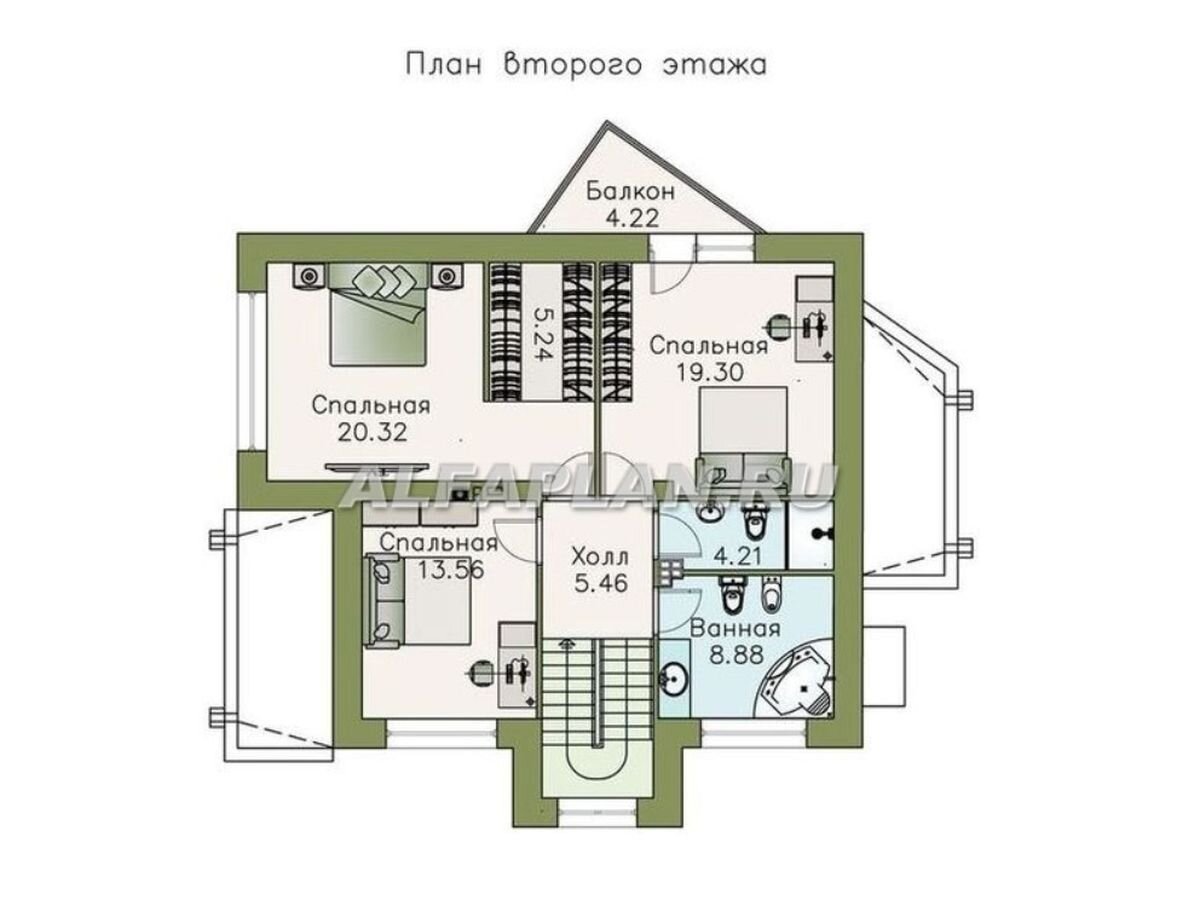 Проект дома с террасой на кровле «Земляничная долина» 446а, 212 м2, 3(4)  спальни | Популярные проекты домов Альфаплан | Дзен