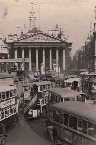 "Traffic Jam at the Bank of England. London", J. Dearden Holmes, 1920's