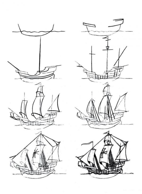 Паруса Раскраски для мальчиков Корабль с парусами