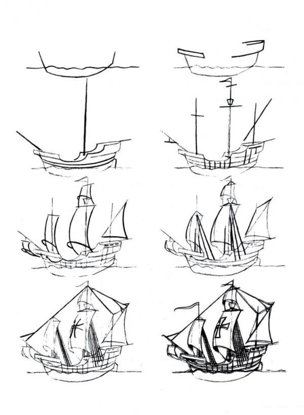 Алые паруса картинки карандашом
