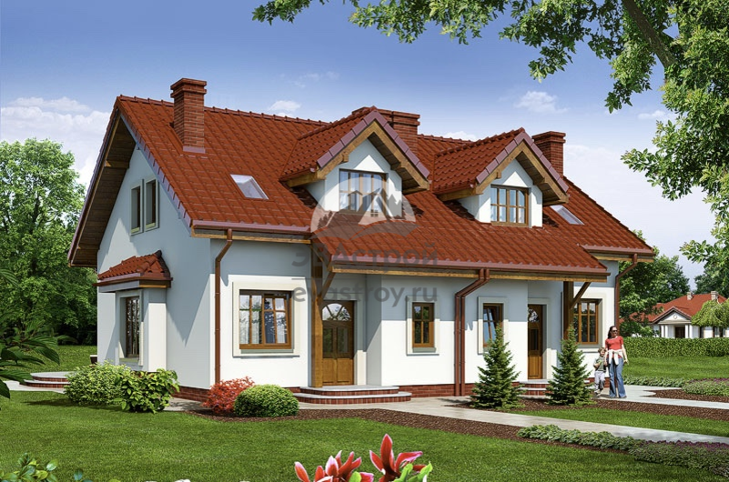 Проект таунхауса с жилой мансардой и балконом - 103-67