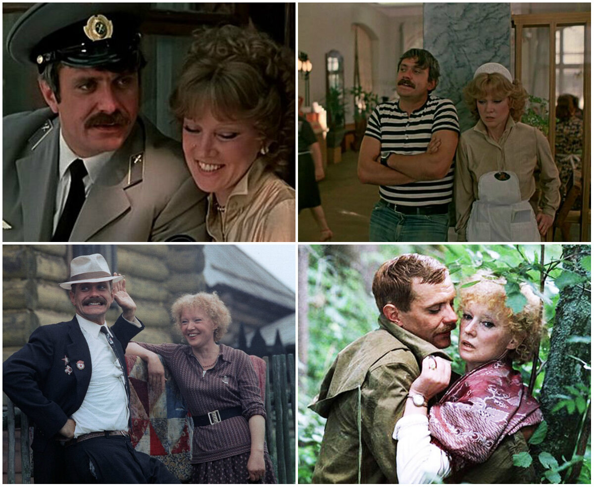 Никита Михалков и Людмила Гурченко в фильме "Вокзал на двоих" (верху) и "Сибириада" (внизу). 