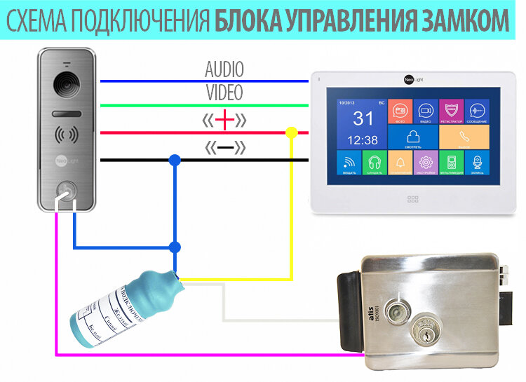 Подключение электромеханического замка