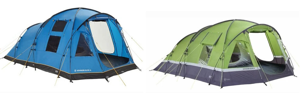 Слева палатка для четверых, а справа шестиместный вариант