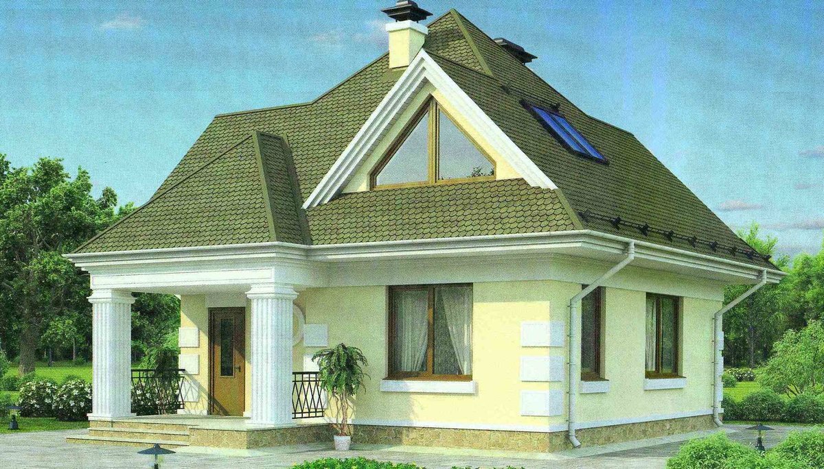 Одноэтажный дом с мансардой с подъемом мансарды 1 метр