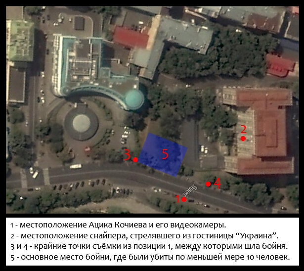 Местонахождение снайпера здесь как бы не главное. Смотрим видео, а потом на прямоугольник с цифрой 5 и пытаемся понять - зачем было нужно бегать по открытому месту и еще таскать раненных? Прямоугольник, кстати, закрывает уже мертвую зону, не простреливаемую со стороны фронта. Ведь это де элементарно, принимаешь на правый фланг и все - потерь нет.