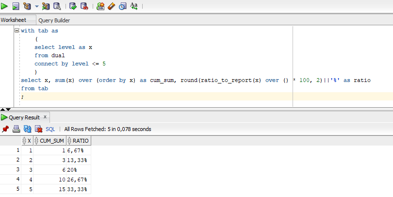 Запрос в консоли Oracle SQL Developer