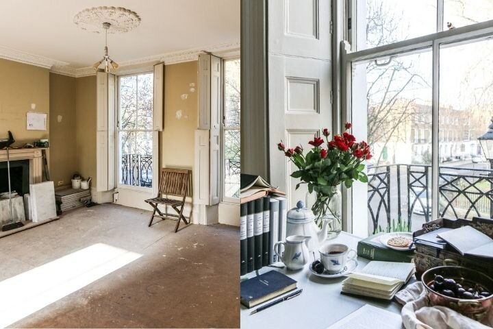 Панорамные окна с кованными балконами