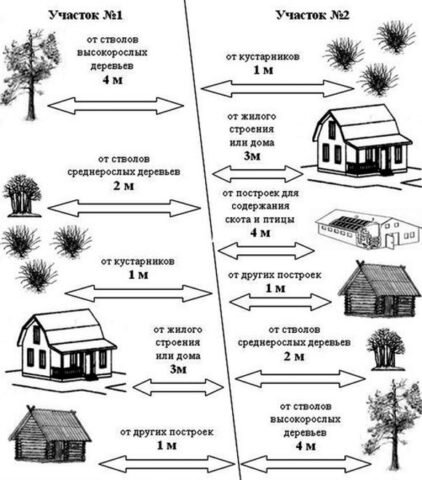  Размещение построек на соседних территориях