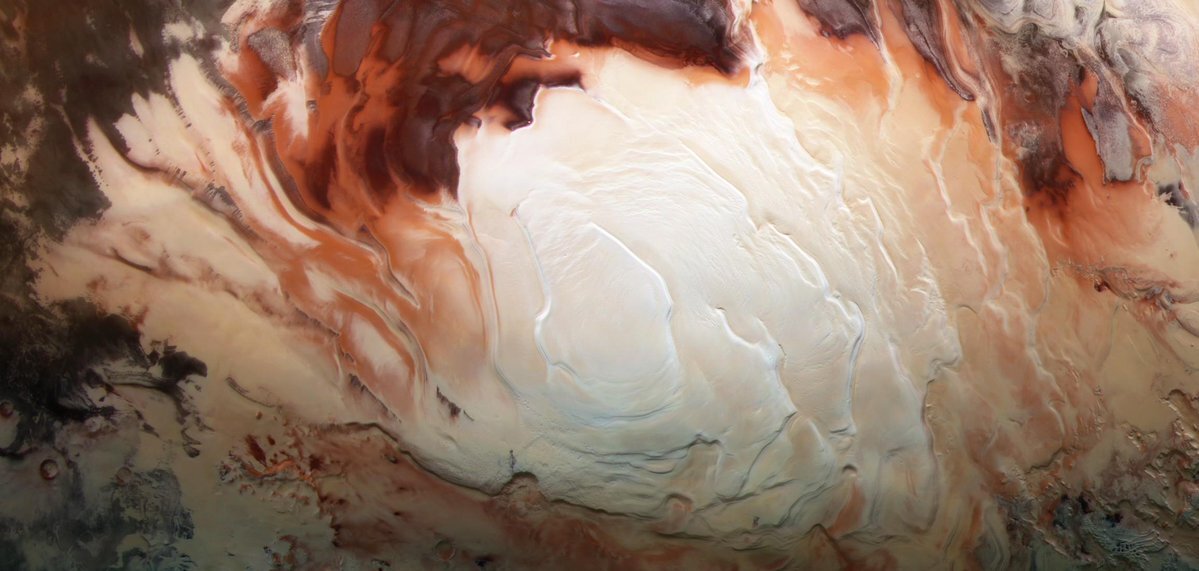 Фотография южной полярной шапки аппарата Mars Express