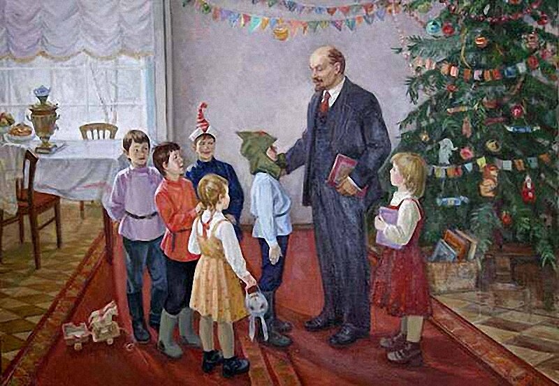 «В.И.Ленин на елке в Сокольниках». Неизвестный художник, 1950-е 

