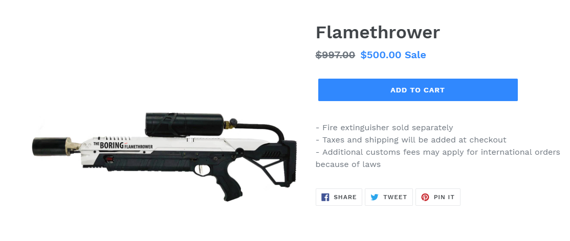 
Скриншот с сайта theboringflamethrower.com
 