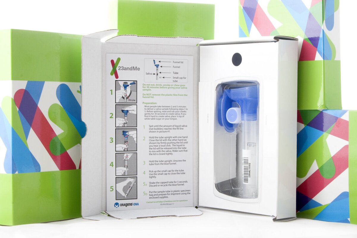 Небольшая коробка из под теста 23andMe