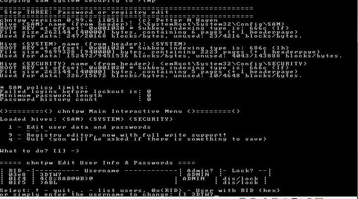 Offline nt password editor