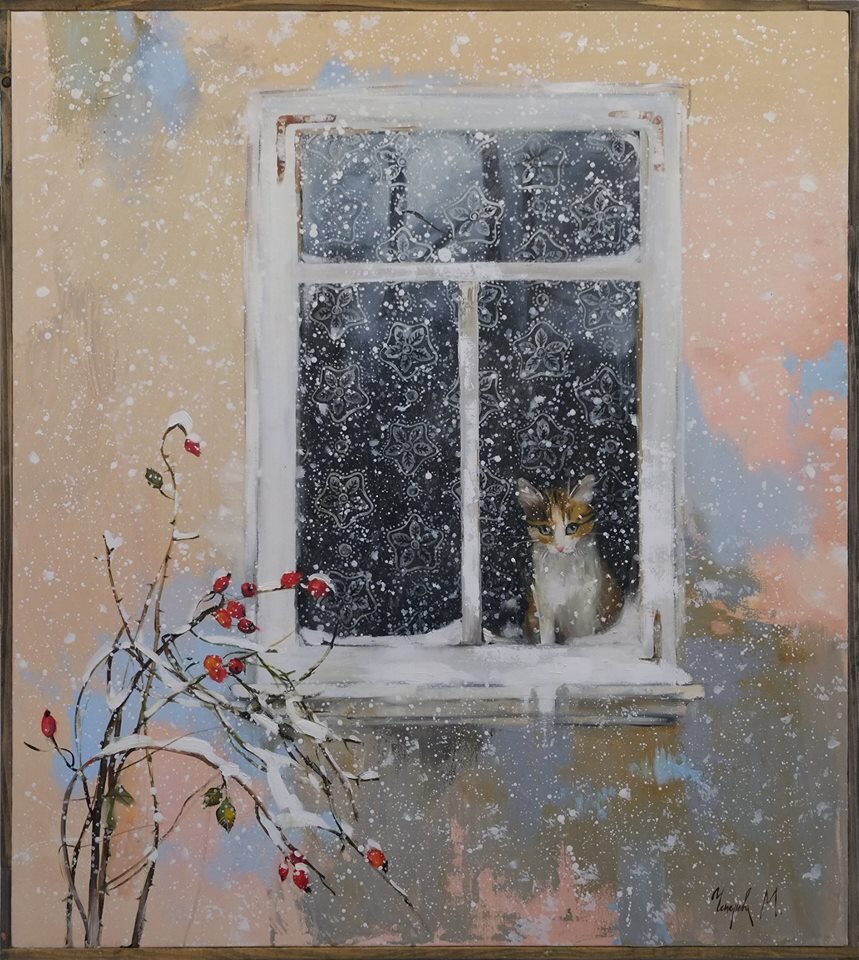 Тёплые картины с котиками крымской художницы Марии Чепелевой | Арт с котом  | Дзен
