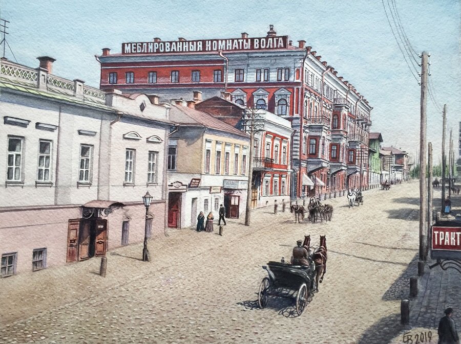 
Сейчас это улица Горького. Но сохранился Лядский сад на этой улице, у входа в которой почему-то сидит Державин: