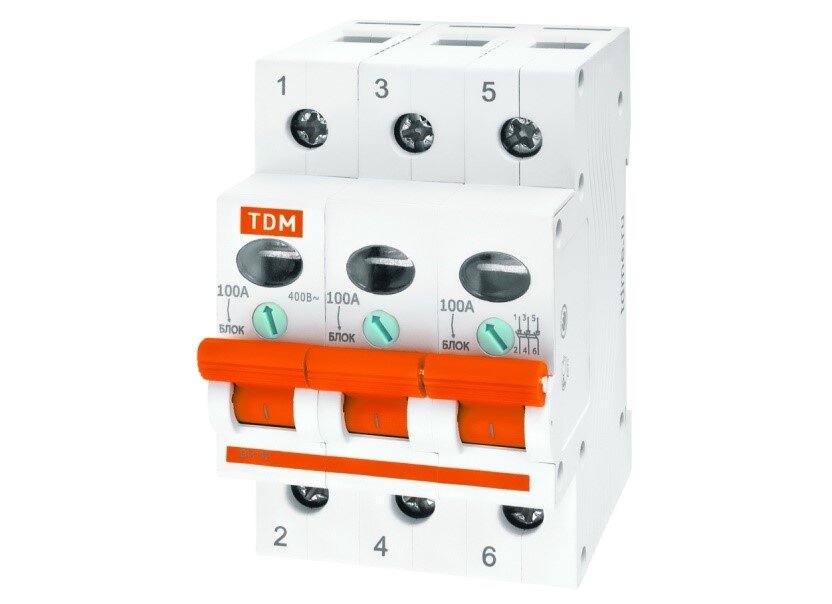 Рисунок 1. Выключатель нагрузки с окошками для проверки положения контактов и элементами блокировки