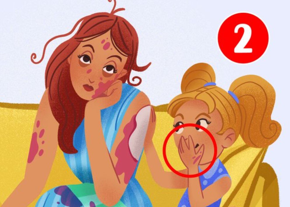 Правильный ответ : девочка № 2. Если внимательно приглядется, то можно увидеть, что рука девочки испачкана такой же краской. 
