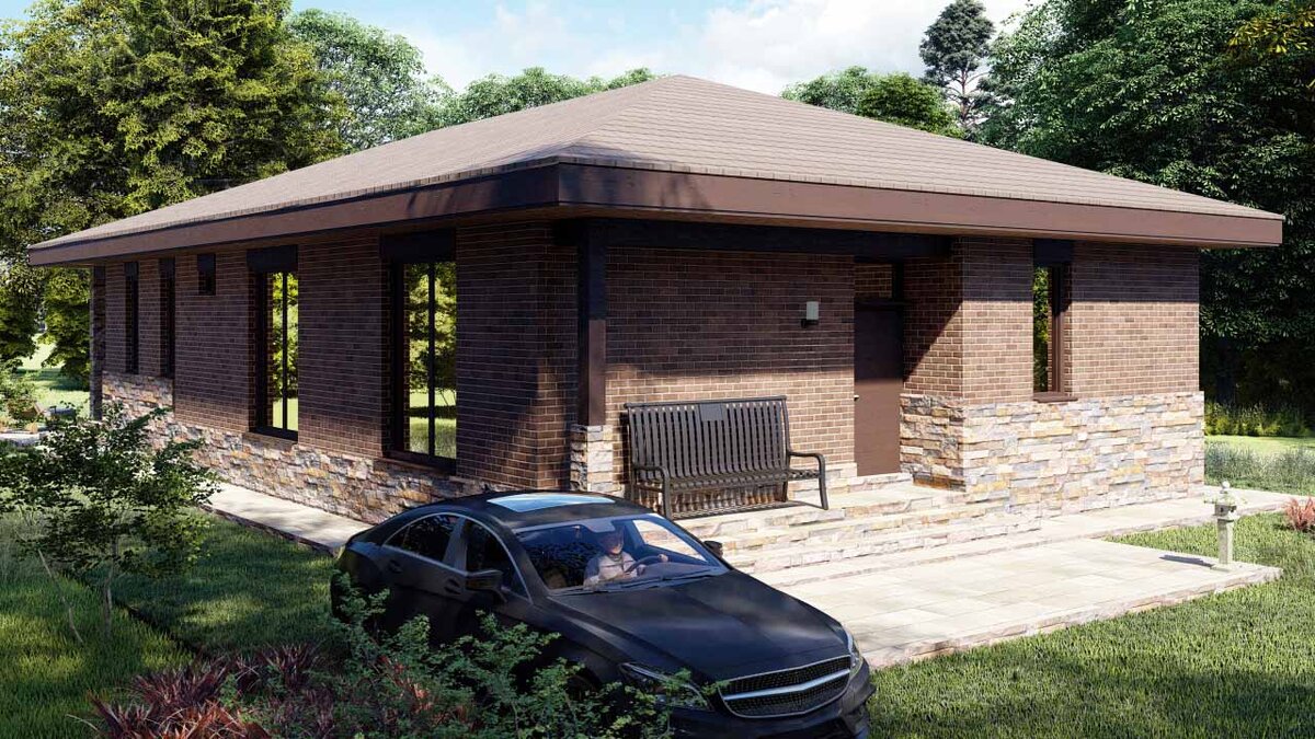 Передний фасад почти глухой - обитатели защищены от шума и любопытных глаз