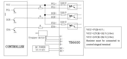 Подключение драйвера шагового двигателя TB6600