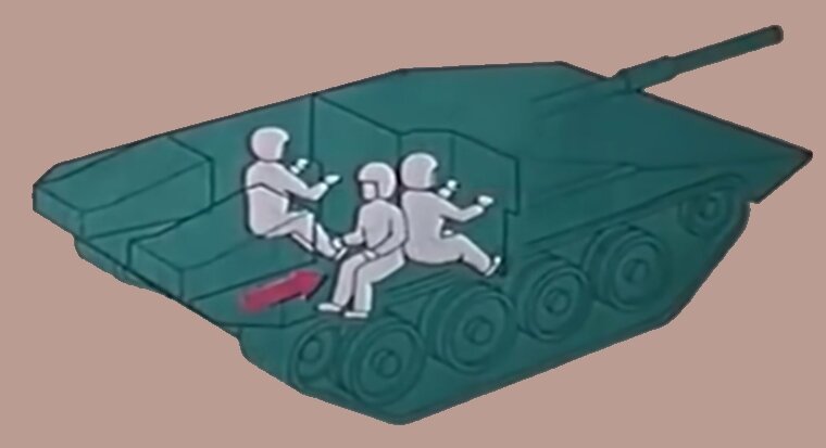 Схема расположение экипажа в strv 103, радист "едет задом наперед".