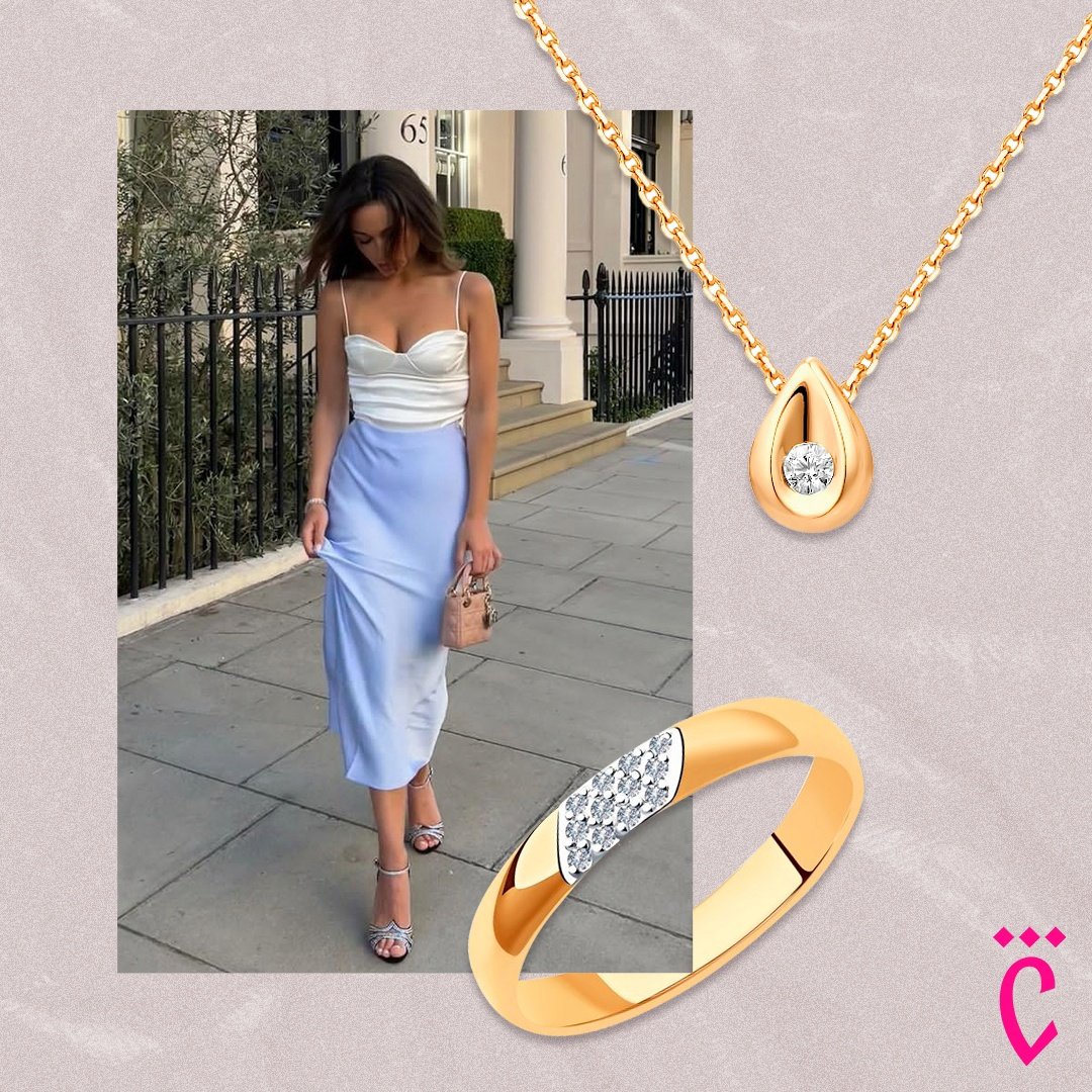 Золотое колье и кольцо с бриллиантами