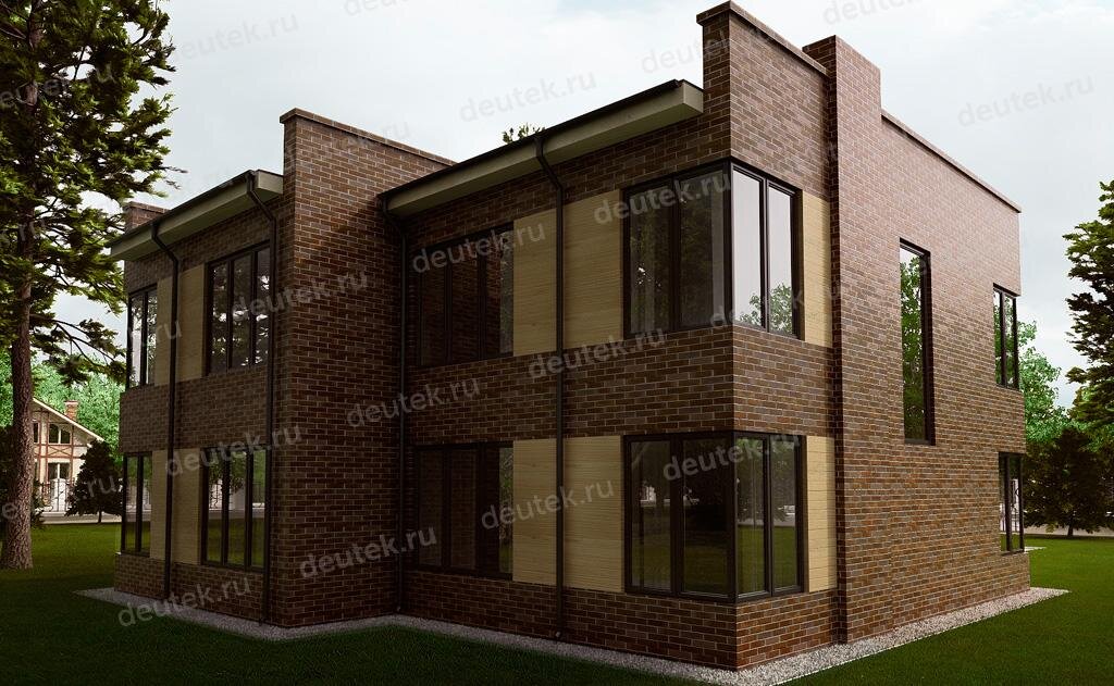 Проект двухэтажного дома на 2 семьи в стиле минимализм - DT0358