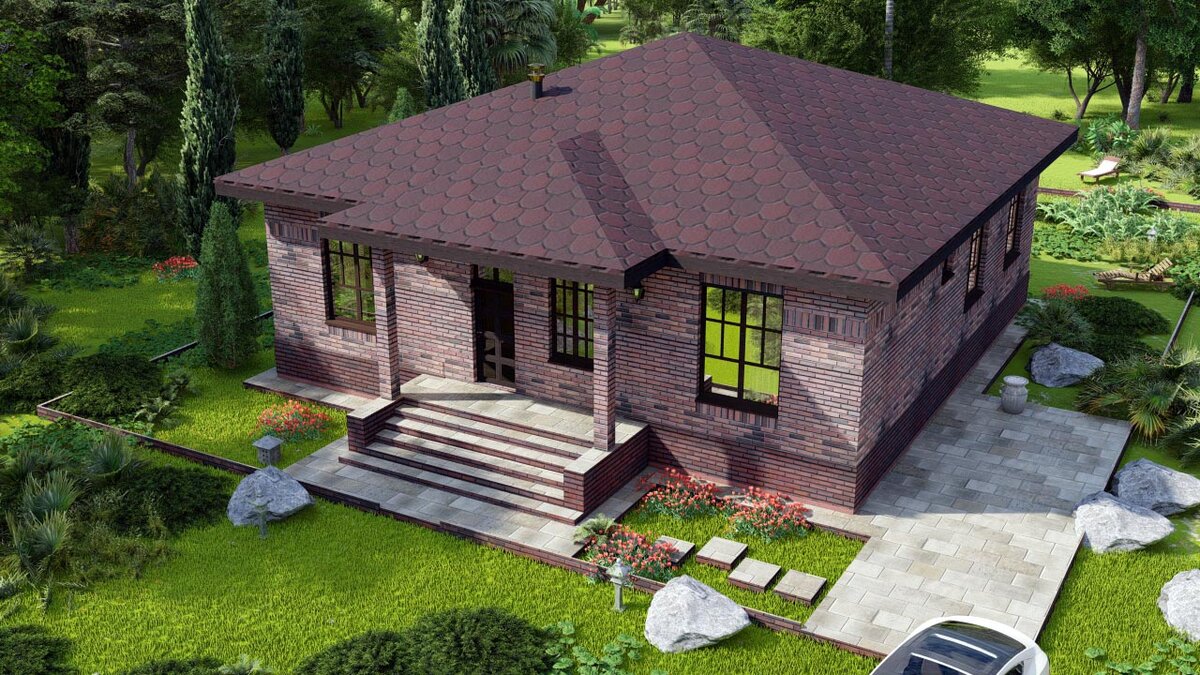 БОГОРОДСК 138 м2- проект одноэтажного дома 13х13 с 4 спальнями и ...