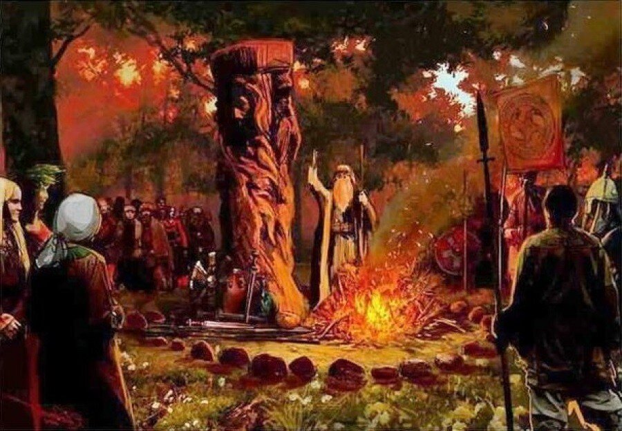 Языческий ритуал у тотема