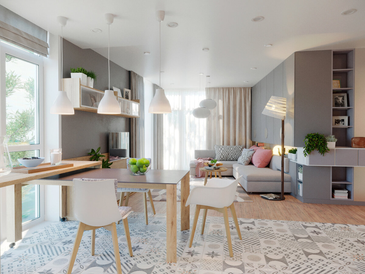 Без излишеств, но очень мило. Приятный, эргономичный интерьер в скандинавском стиле
