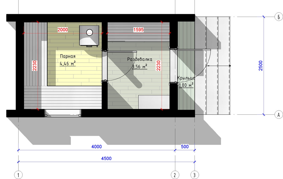 На эту баньку нужно всего 2 куба доски - проект каркасной бани 2,5х4,5 ...