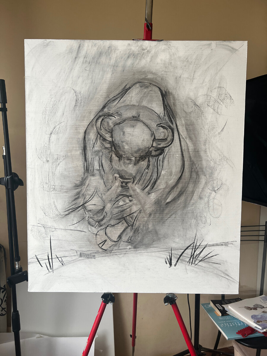 Процесс работы над картиной. 