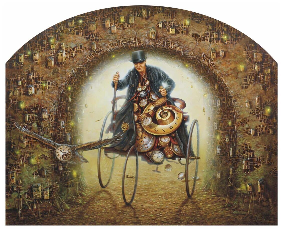 © Аркадиуш Дзелавски (Arkadiusz Dzielawski). Путешественник. 72x87см. масло на тарелке. 2017