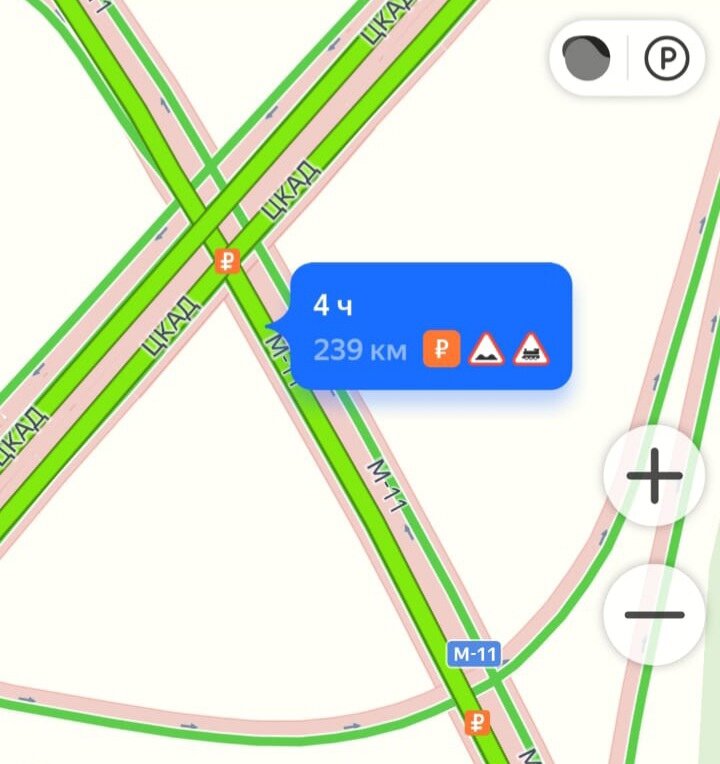 Пересечение М-11 и ЦКАД, где дочь прозевала платный участок