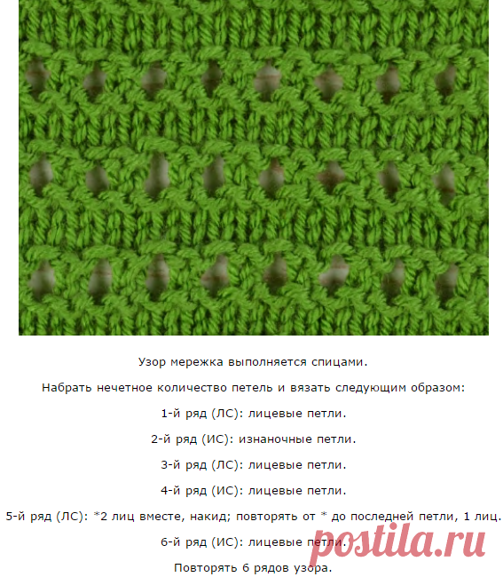 Мережка спицами схема с описанием