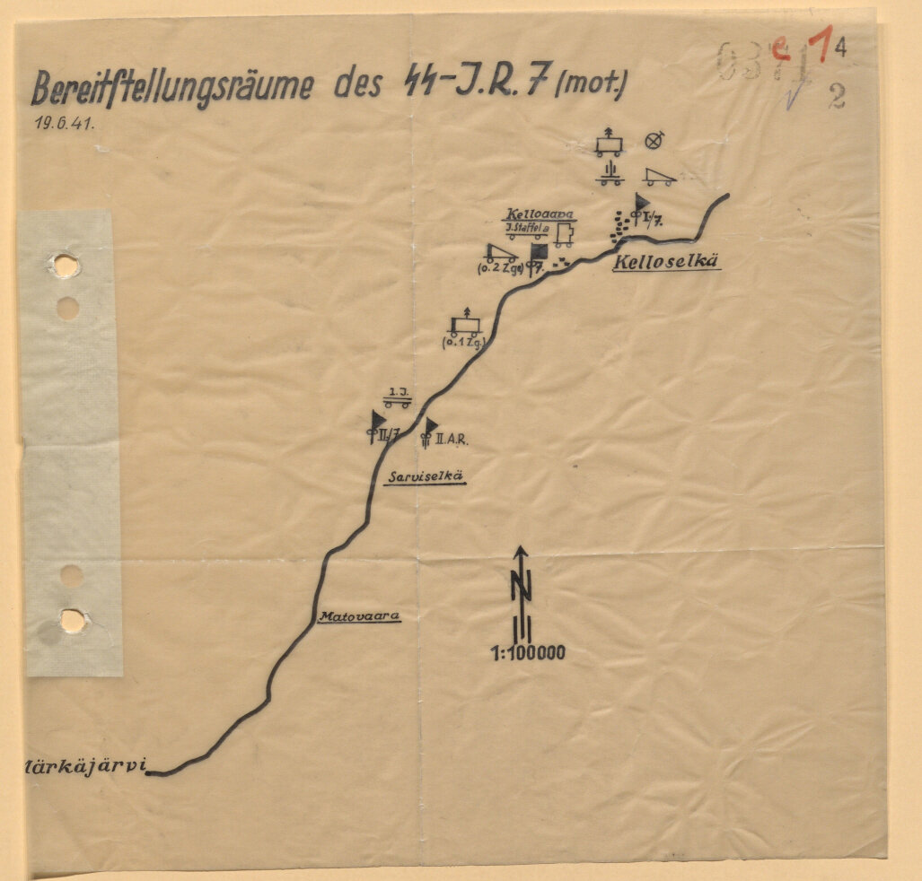 Схема: Исходный район 7-го пехотного полка СС (мот.)